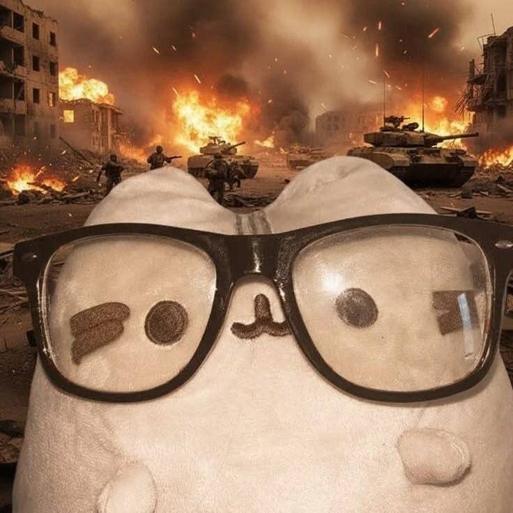 Cool pfp Profile Picture Cute Cat with Glasses in War Zone