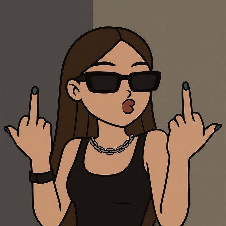 Cool pfp Profile Picture of Girl with Sunglasses and Middle Fingers