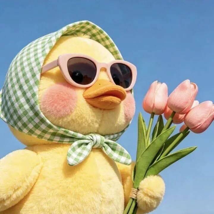 Cute Duck pfp Profile Picture with Sunglasses and Flowers
