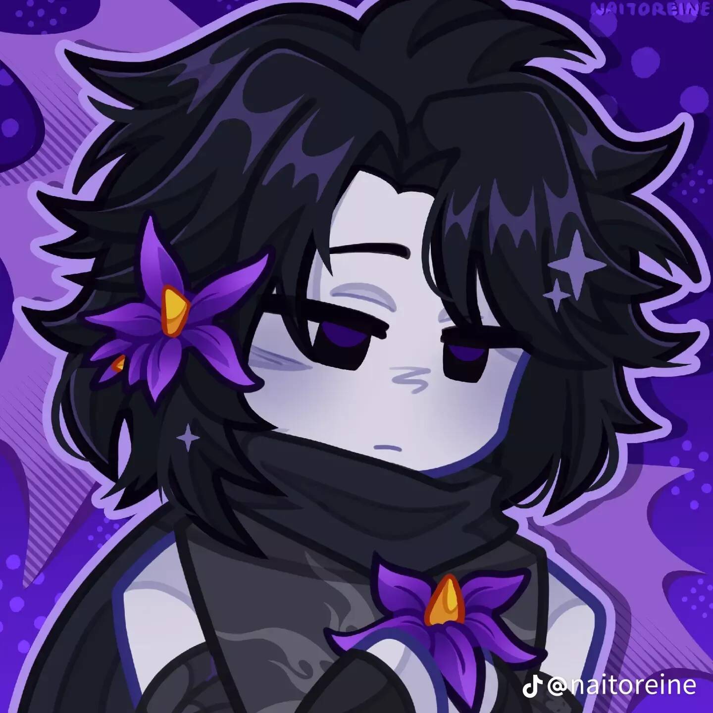 Forsaken PFP Profile Picture Mysterious Character with Purple Flowers