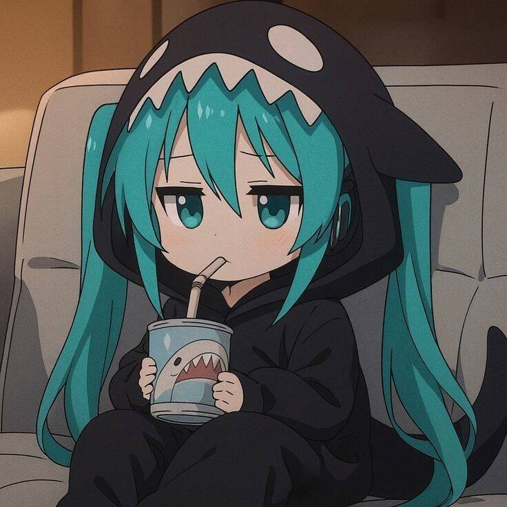 Cool pfp Profile Picture Anime Girl with Shark Hoodie
