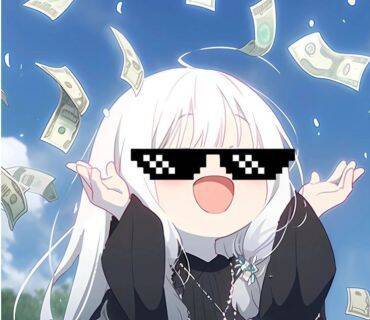 Cool pfp Profile Picture Anime Girl with Sunglasses and Money