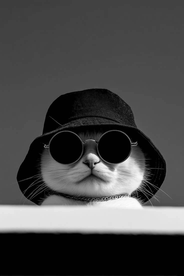Cool pfp Profile Picture of Cat in Sunglasses and Bucket Hat
