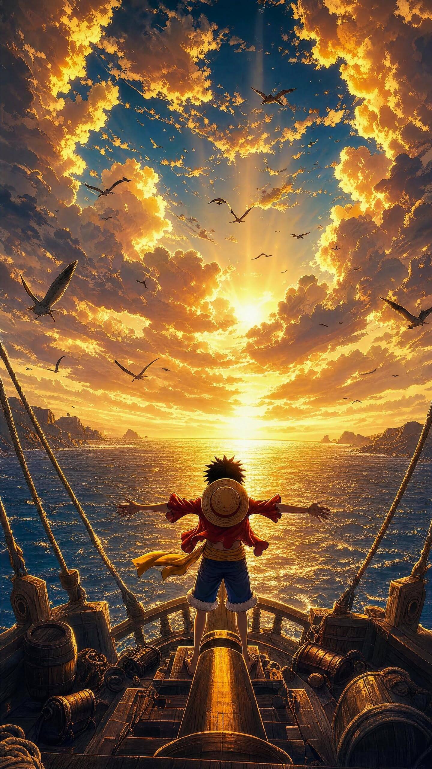 One Piece pfp Profile Picture Luffy Embracing the Sunset