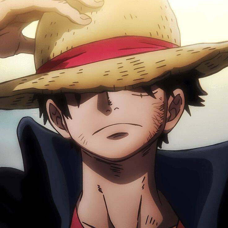 One Piece pfp Profile Picture Luffy with Straw Hat and Mysterious Gaze