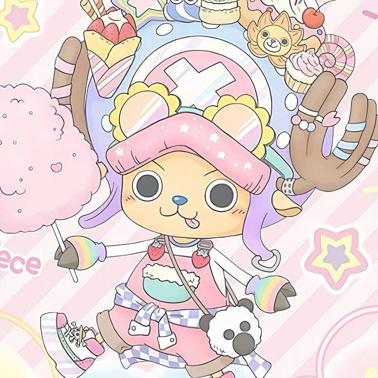 One Piece pfp Profile Picture Cute Chopper with Candy and Cupcakes