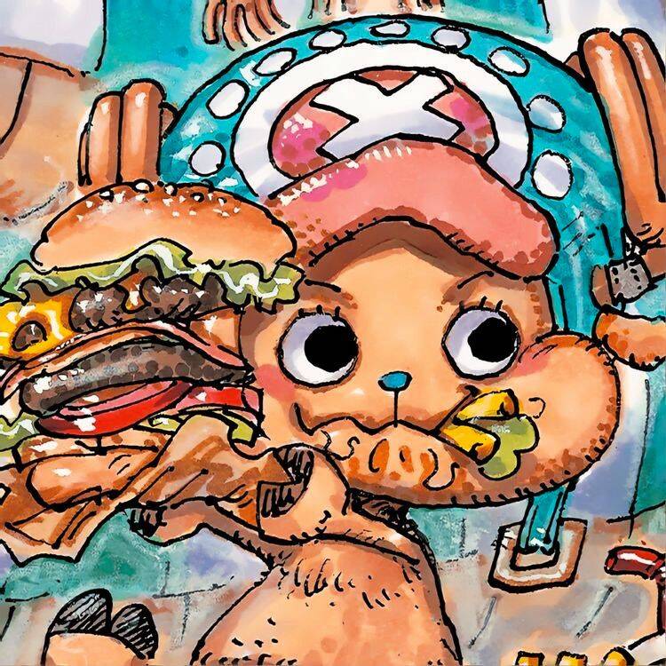 One Piece pfp Profile Picture Chopper with Hamburger Cute Style