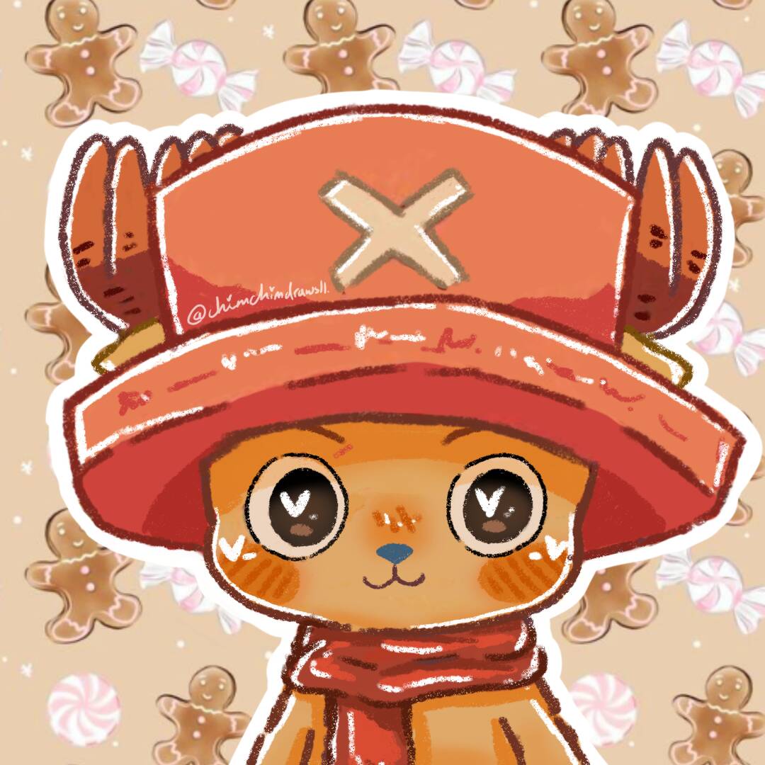 One Piece pfp Profile Picture Chopper Cute Doctor with Candy Background