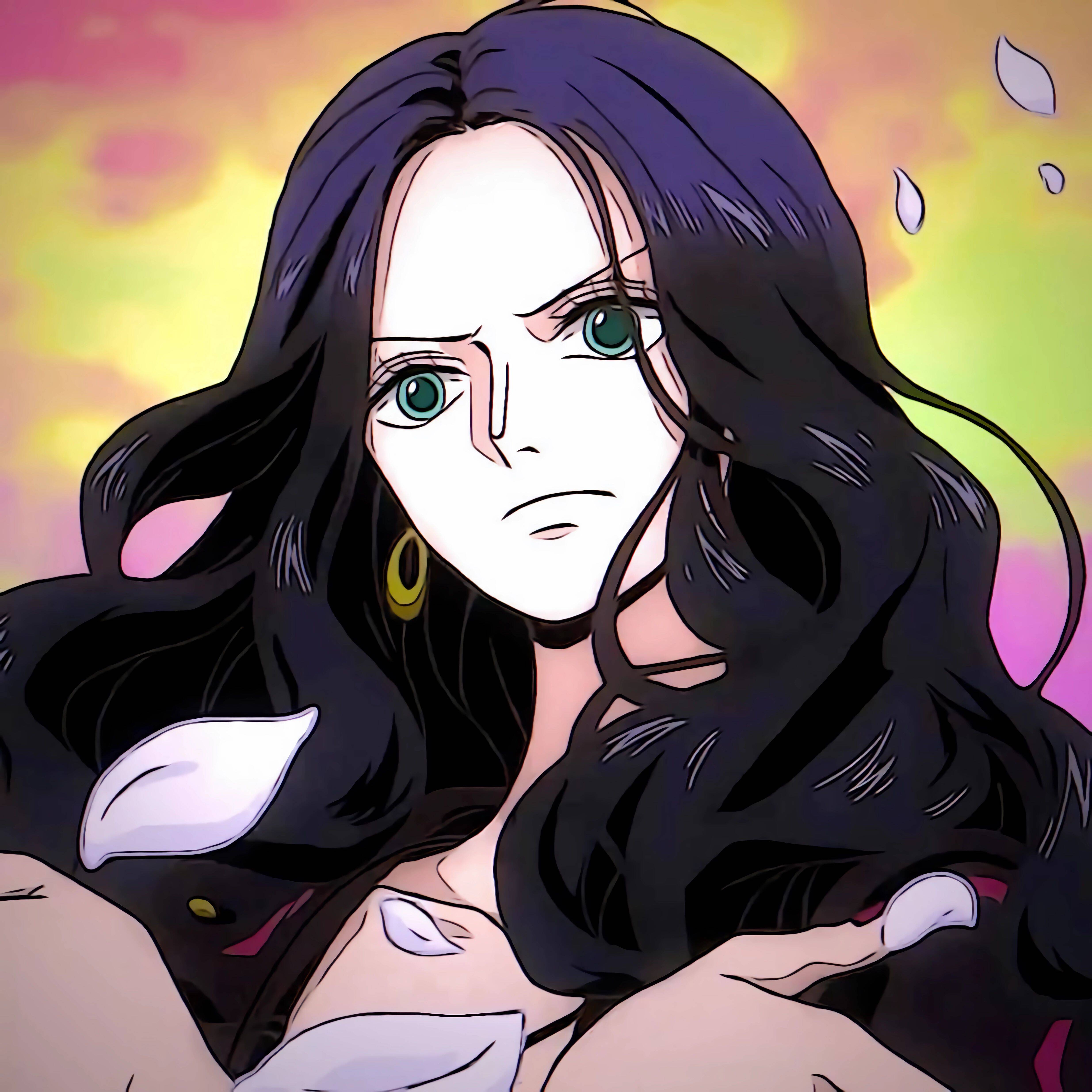 One Piece pfp Profile Picture Robin with Flowing Hair and Petals