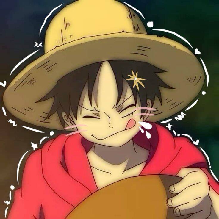 Luffy pfp Profile Picture Smiling Straw Hat Eating Meat