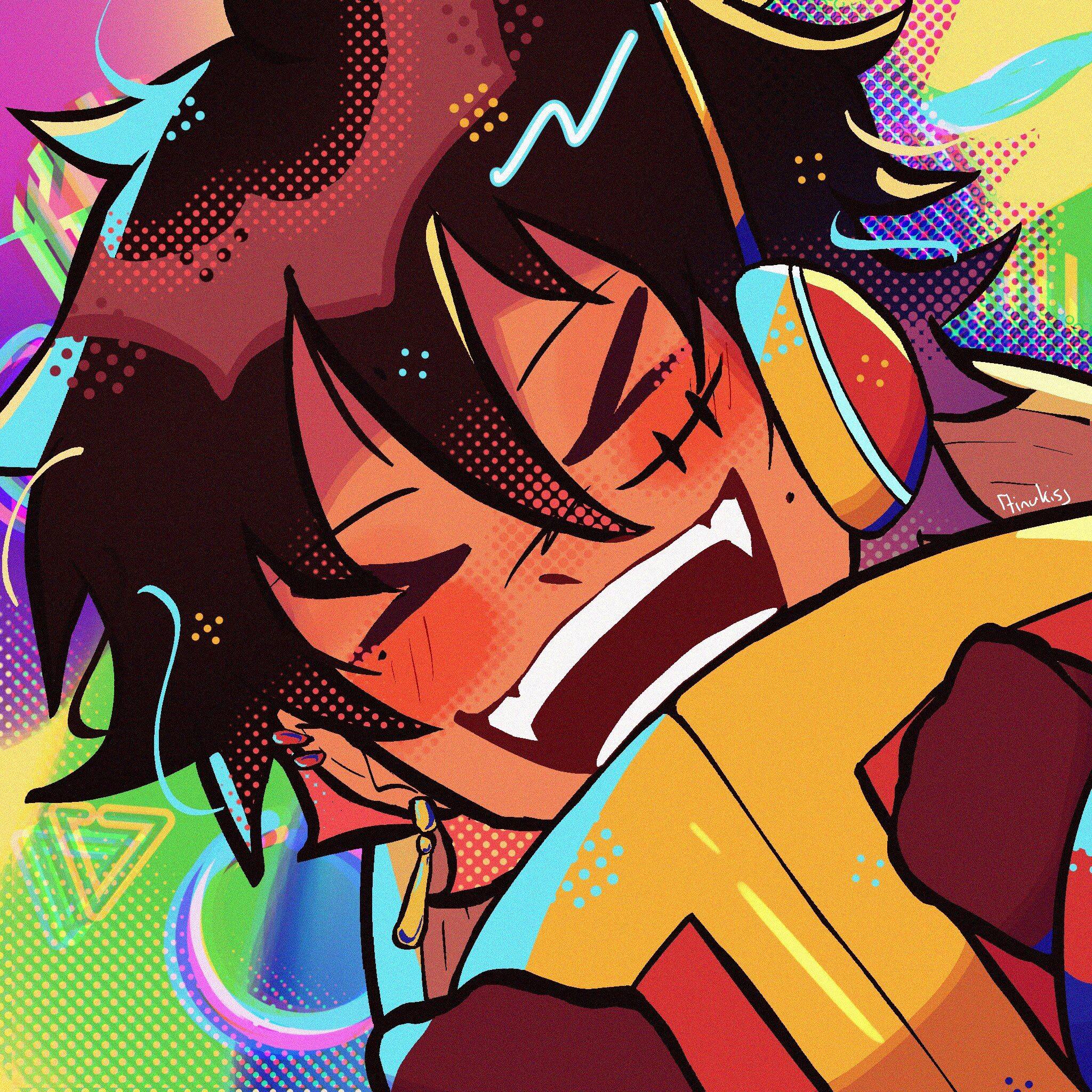 One Piece pfp Profile Picture Luffy Laughing Colorful Art