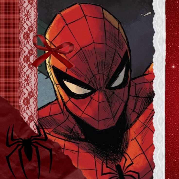 Spider Man pfp Profile Picture with Cute Bow and Red Aesthetic