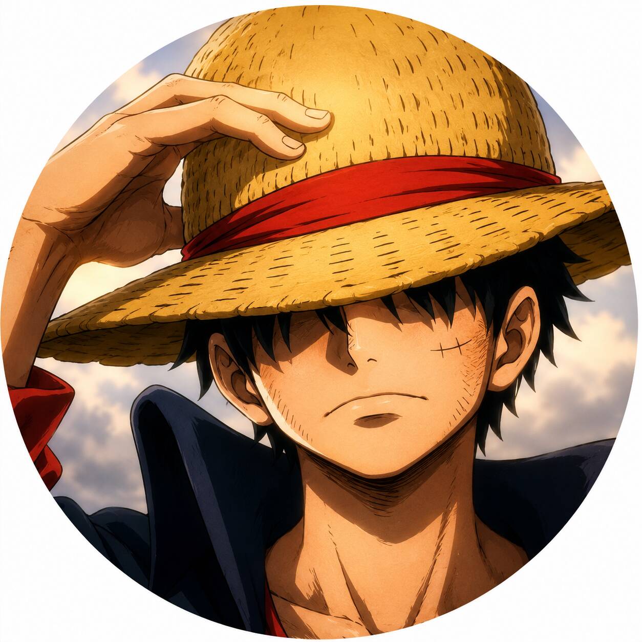 One Piece pfp Profile Picture Luffy with Straw Hat and Determined Expression