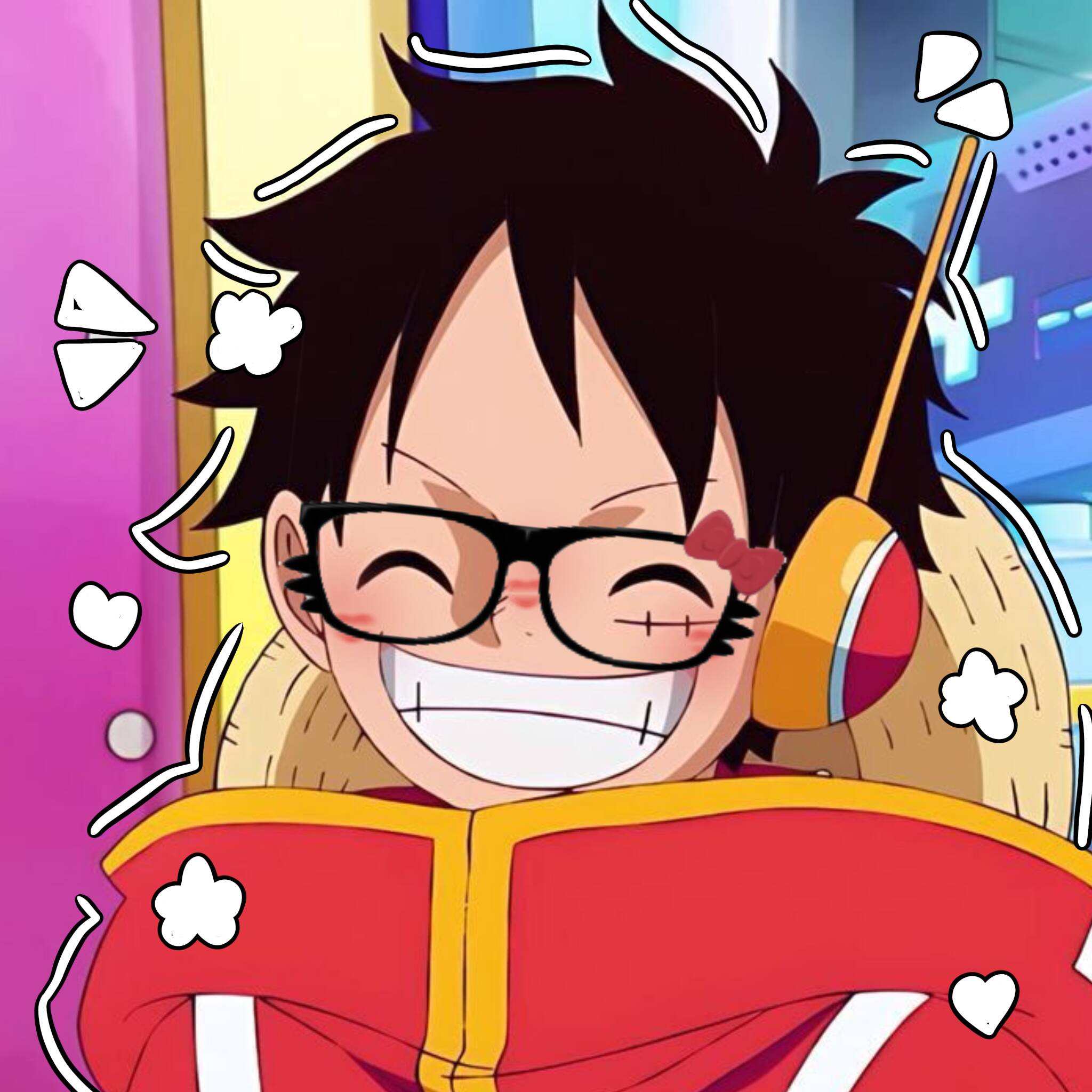 Luffy pfp Profile Picture Happy Smiling with Glasses