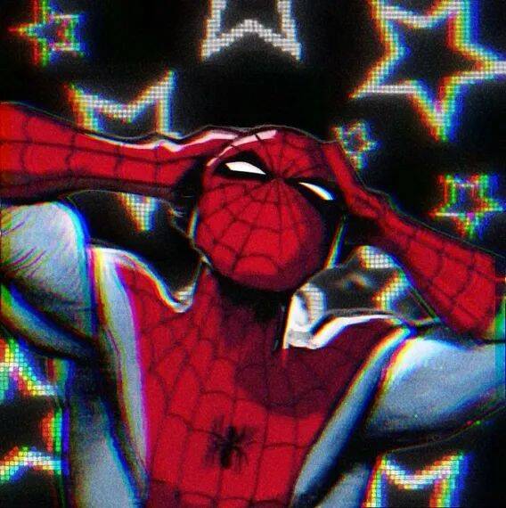 Spider Man pfp Profile Picture with Colorful Star Background