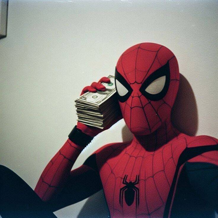 Spider Man pfp Profile Picture with Money Phone Pose