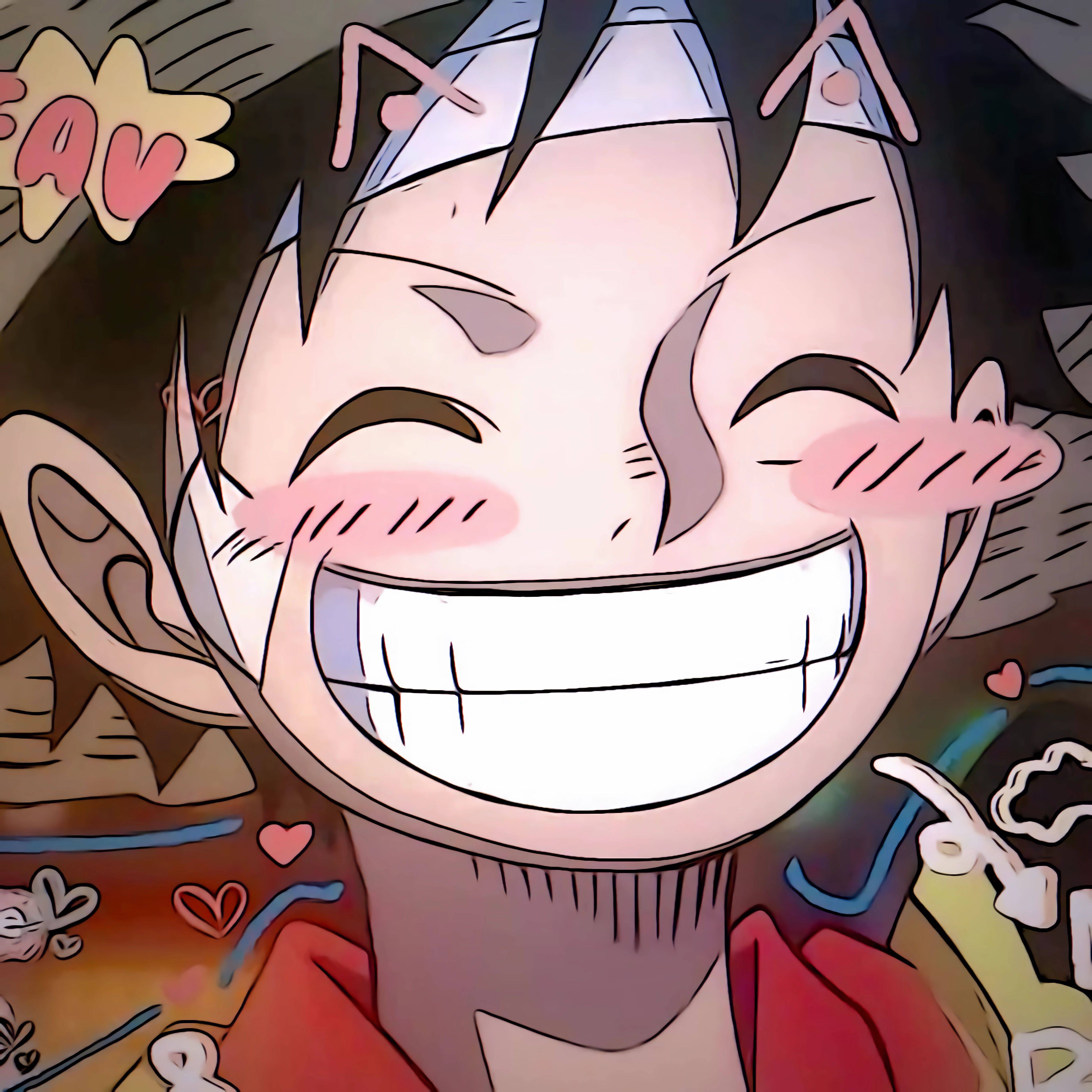 Cute Smiling Luffy pfp Profile Picture with Blushing Face