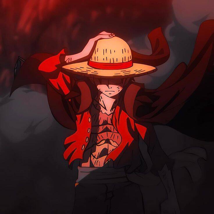 One Piece pfp Profile Picture Luffy in Red Coat with Straw Hat