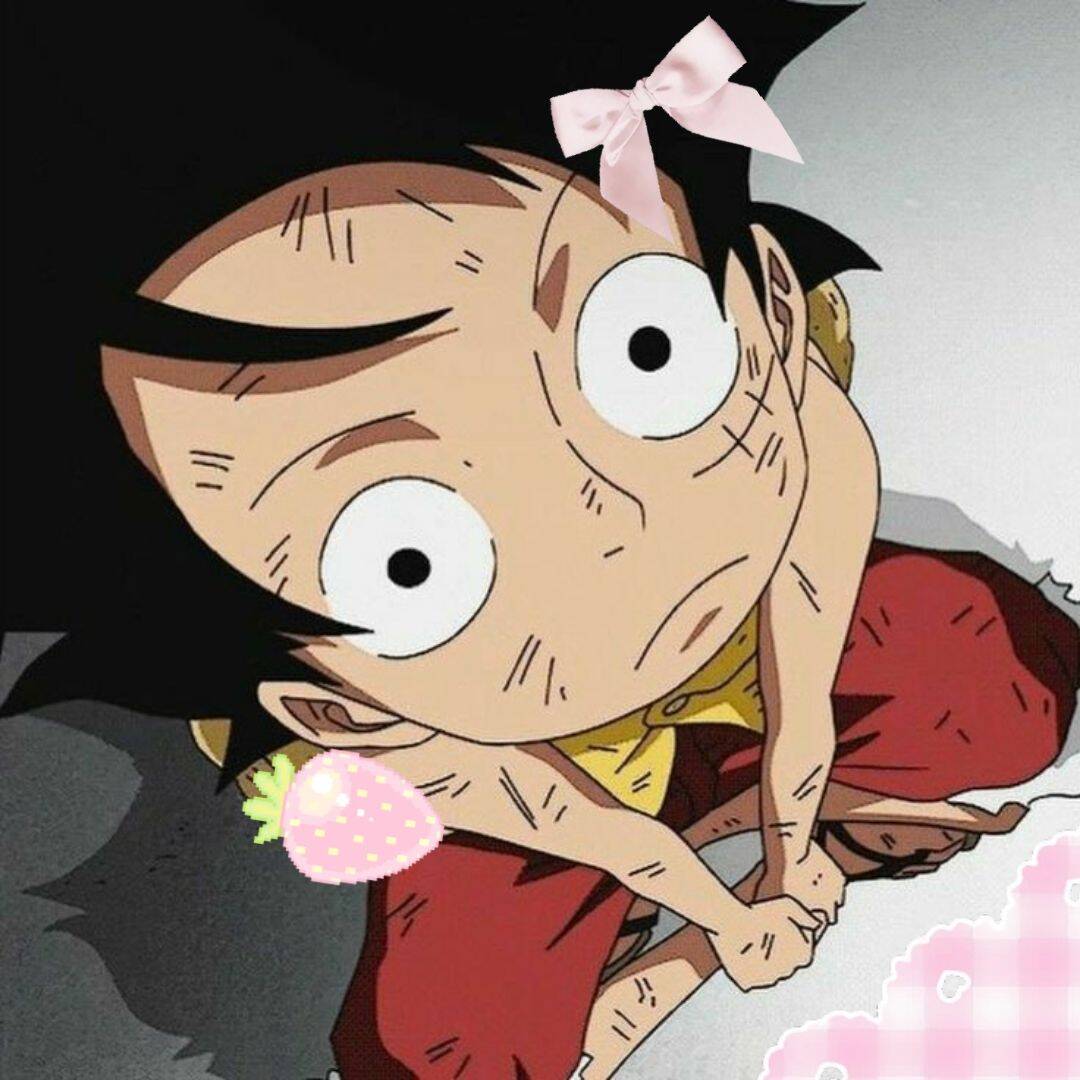 Cute Luffy pfp Profile Picture with Pink Bow