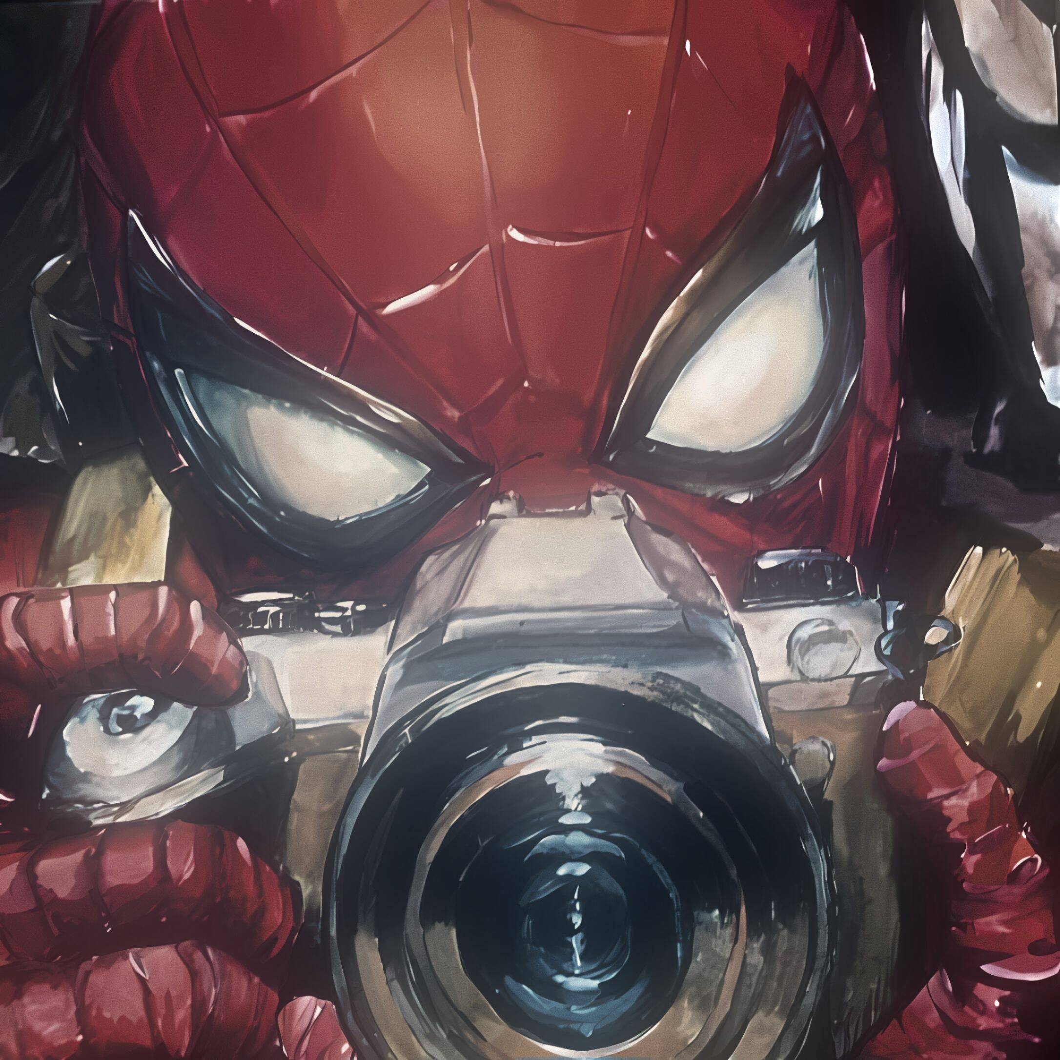 Spiderman pfp Profile Picture Taking a Photo with Vintage Camera