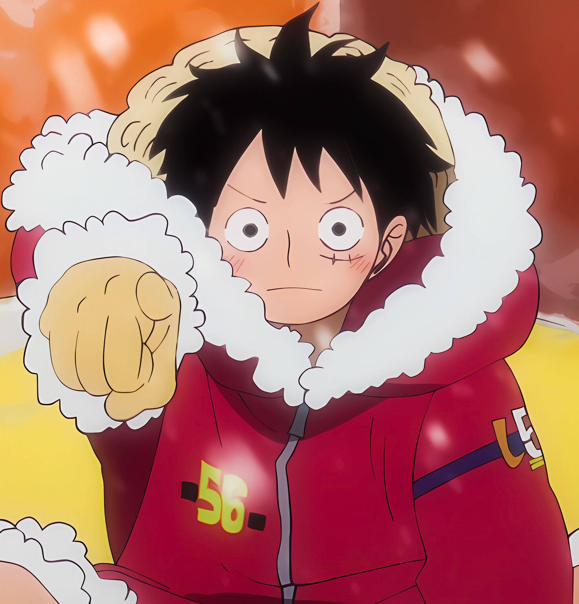 Luffy pfp Profile Picture Determined Face in Red Jacket