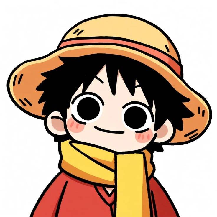 Cute Luffy pfp Profile Picture with Straw Hat and Scarf