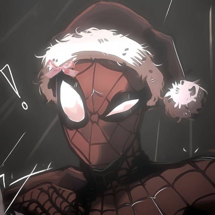 Spiderman pfp Profile Picture in Christmas Hat and Bow