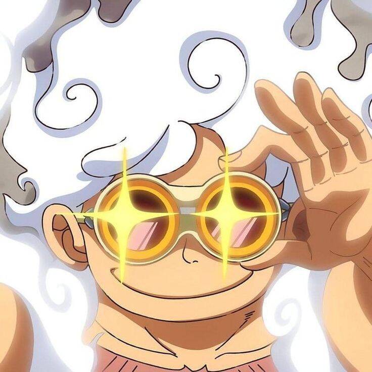 Luffy pfp Profile Picture Gear 5 White Hair with Sunglasses