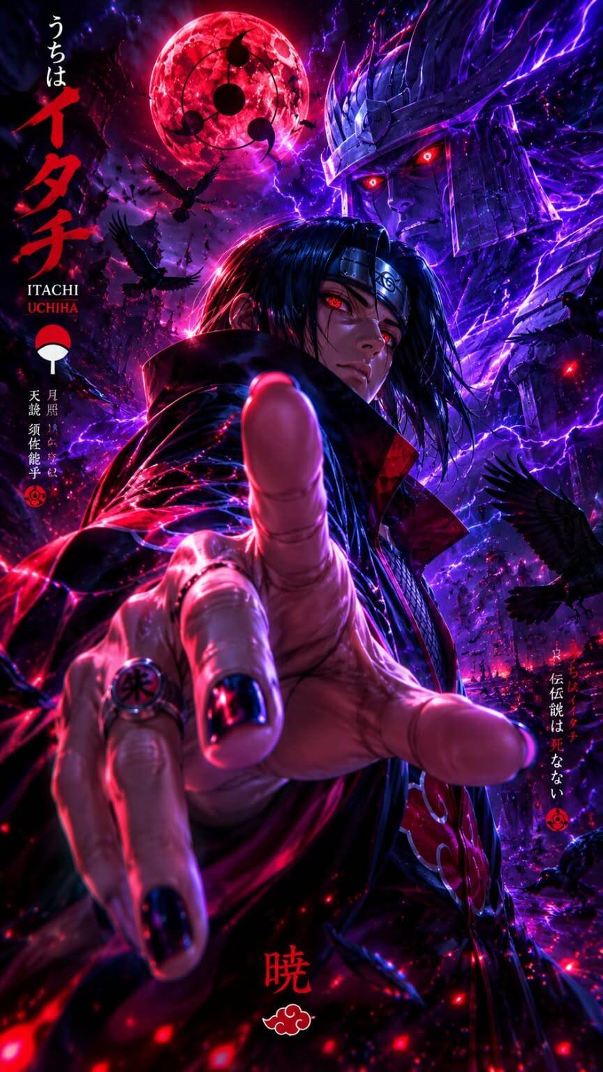 Itachi Uchiha pfp Profile Picture Dark Aesthetic with Red Moon