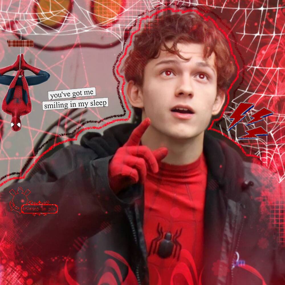 Spiderman pfp Profile Picture with Friendly Smile and Web Background