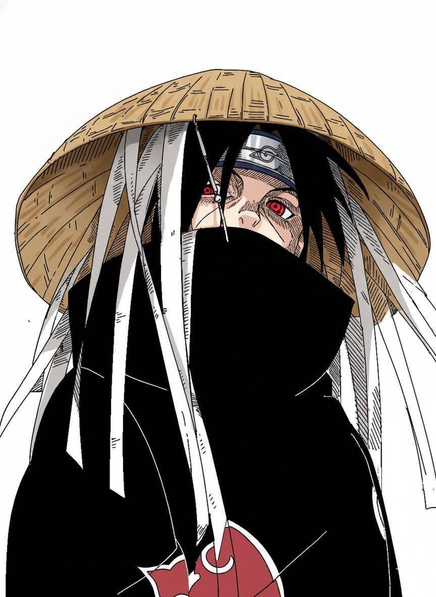 Itachi Uchiha pfp Profile Picture with Straw Hat and Red Eyes