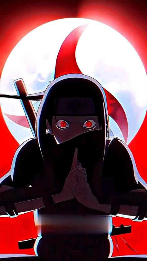 Itachi Uchiha pfp Profile Picture with Red Moon Background