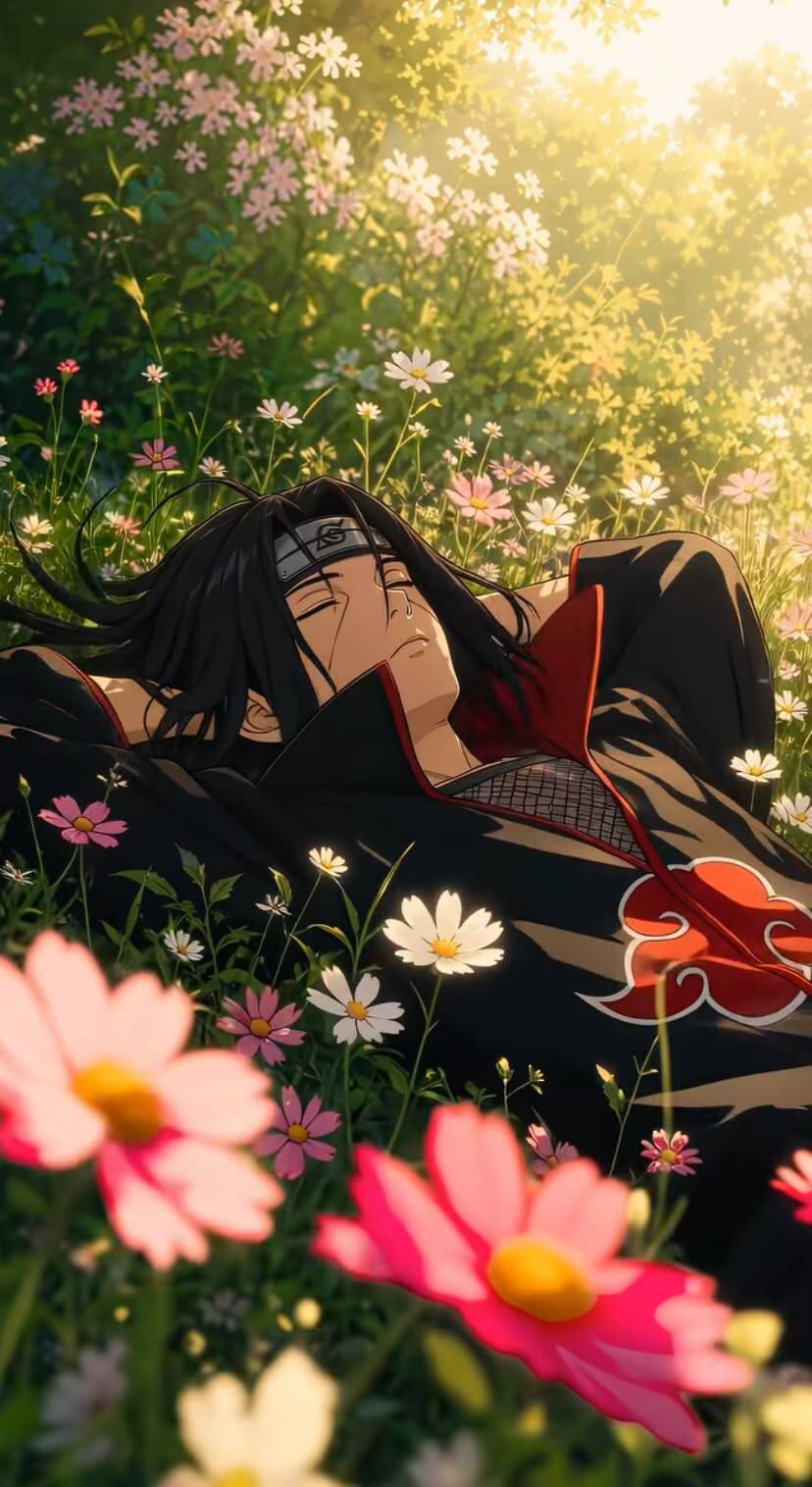 Itachi Uchiha pfp Profile Picture Relaxing in a Flower Field