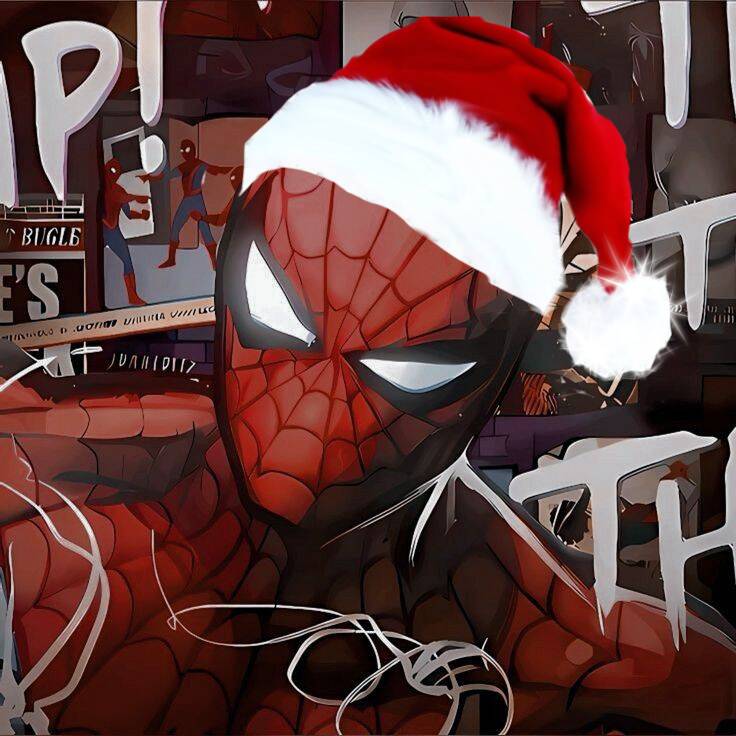 Spiderman pfp Profile Picture with Santa Hat Festive Theme