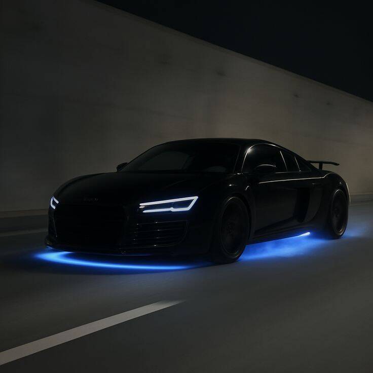 Audi R8 Black with Neon Lights Car pfp Profile Picture