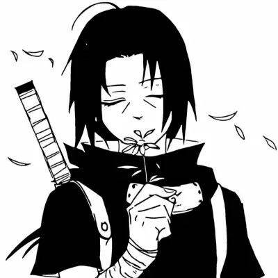 Itachi Uchiha pfp Profile Picture Smiling with Flower