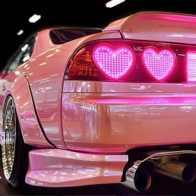 Cute Pink Car pfp Profile Picture with Heart Taillights