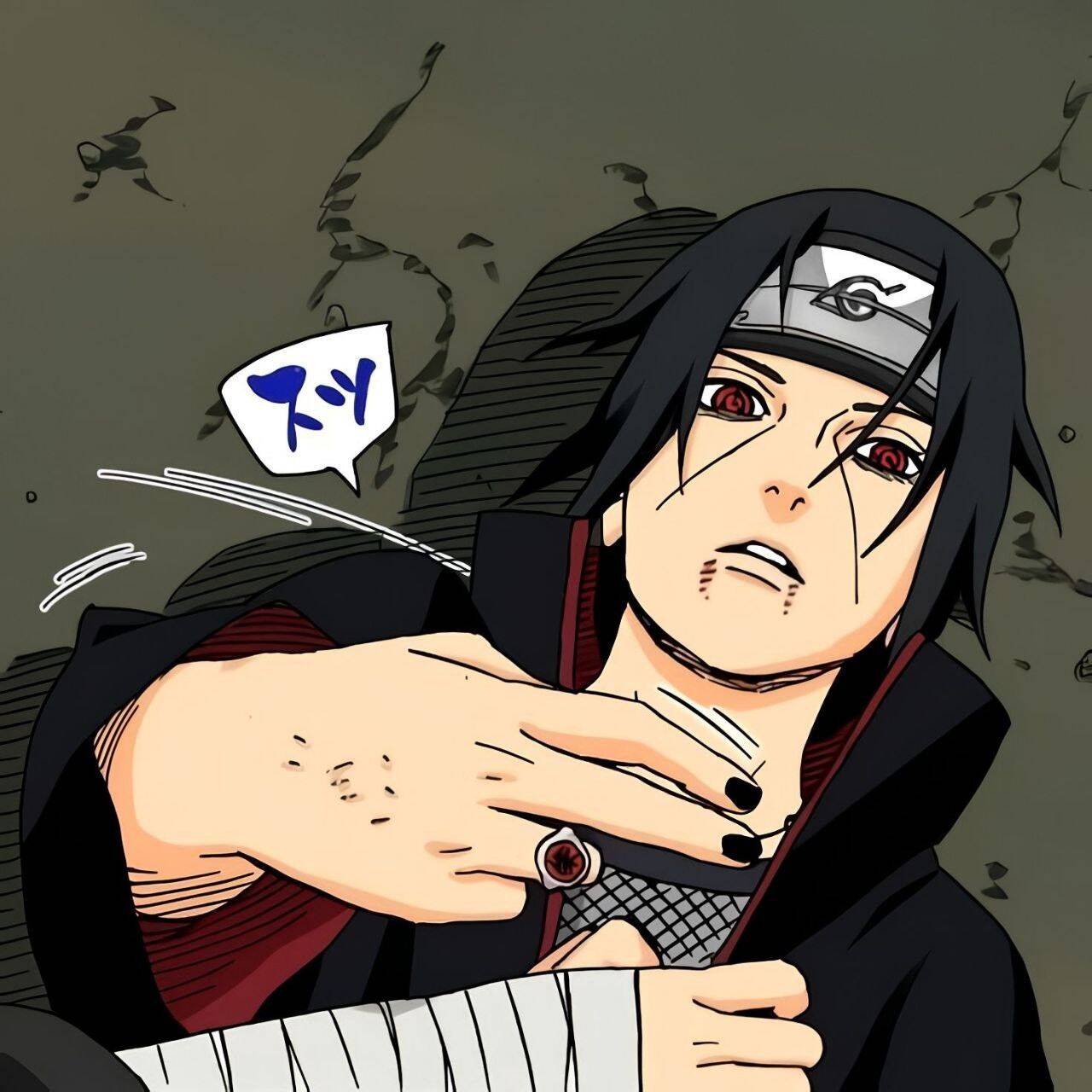 Itachi Uchiha pfp Profile Picture with Black Nails and Akatsuki Cloak