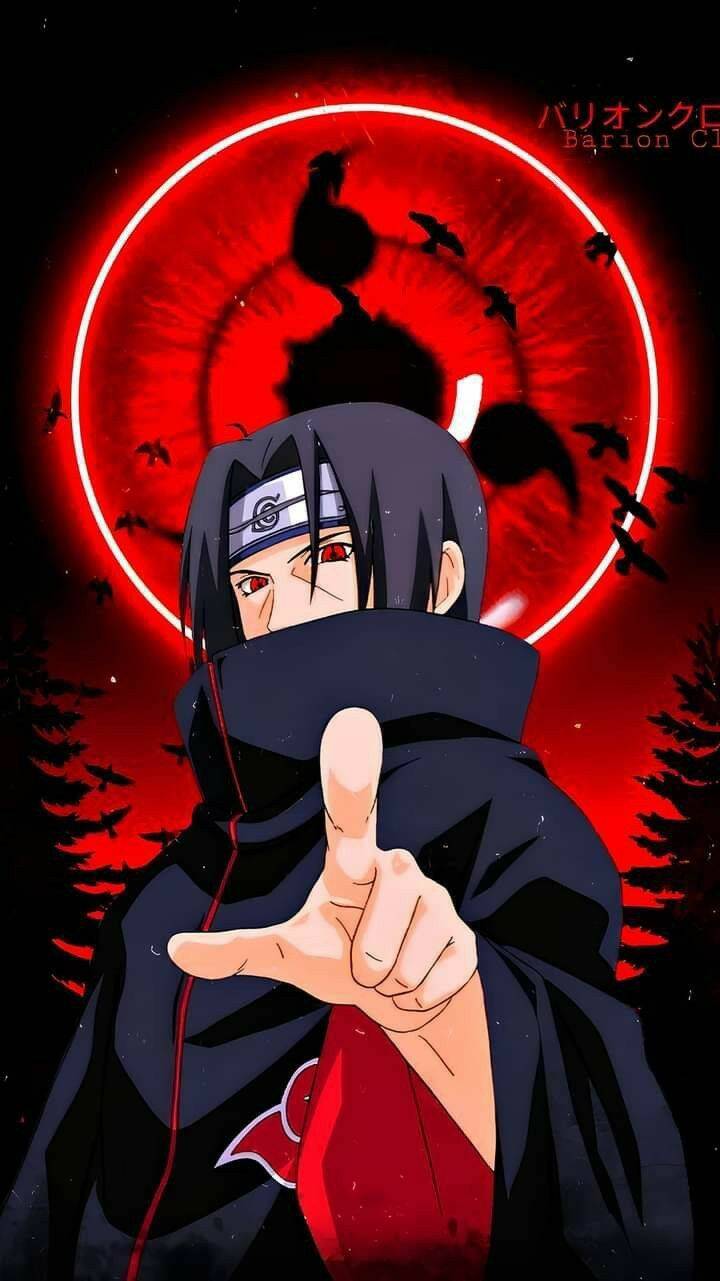 Itachi Uchiha pfp Profile Picture with Red Sharingan Background