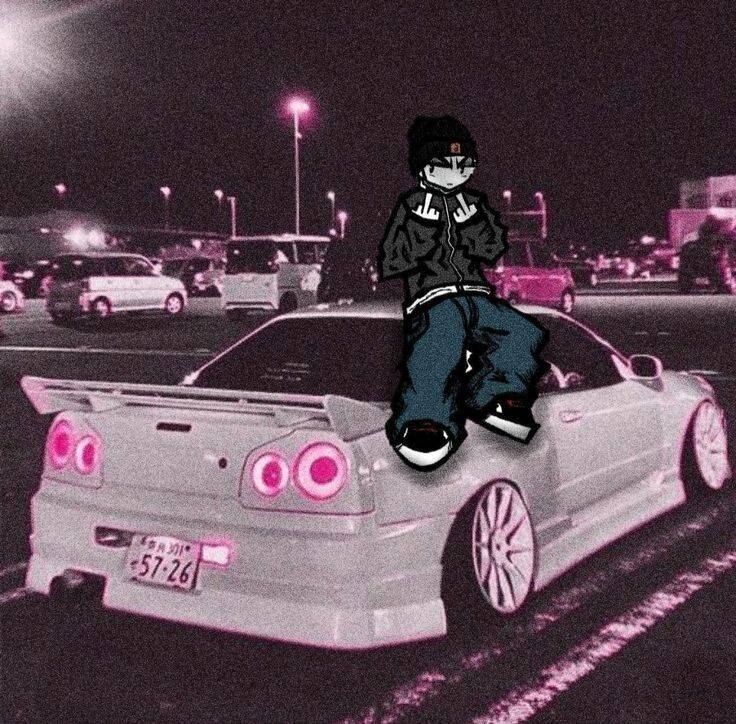 Cool JDM Car pfp Profile Picture with Cartoon Character