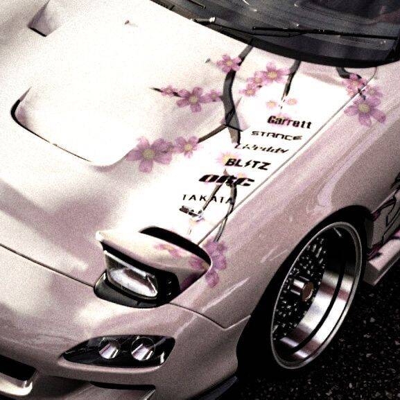 JDM Drift Car pfp Profile Picture Mazda RX 7 with Floral Design