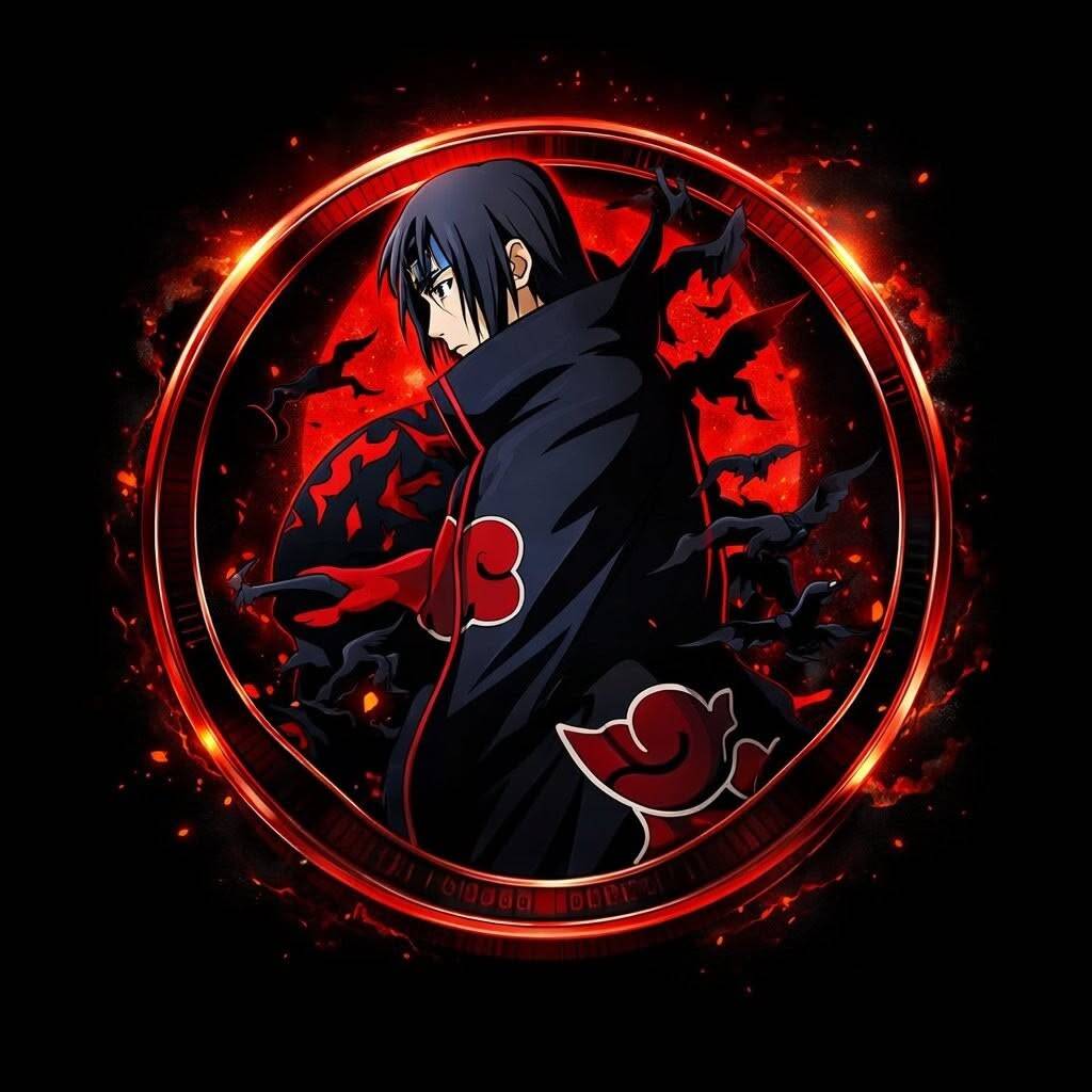 Itachi Uchiha pfp Profile Picture Akatsuki Cloak with Red Aura