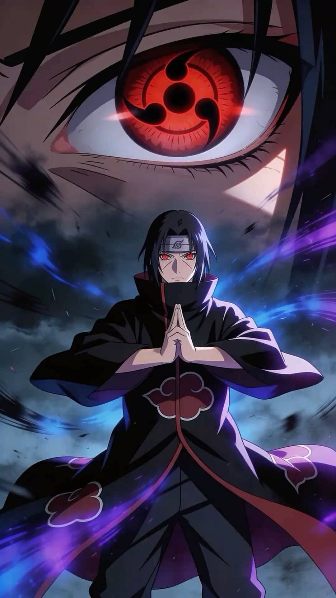 Itachi Uchiha pfp Profile Picture with Sharingan and Akatsuki Cloak