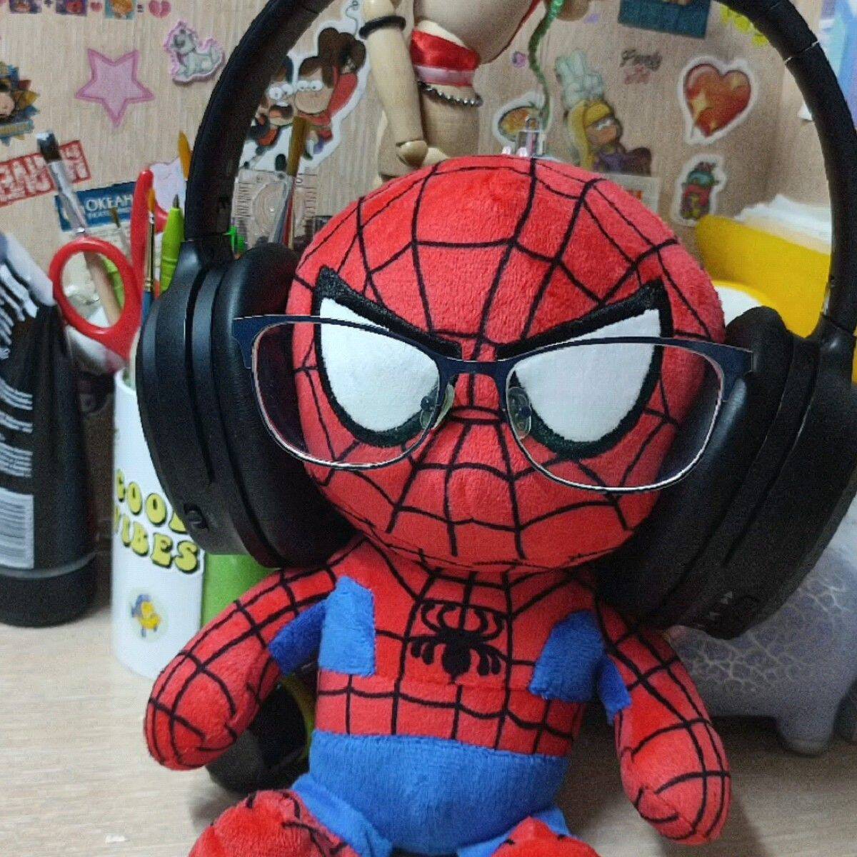 Spiderman pfp Profile Picture with Headphones and Glasses