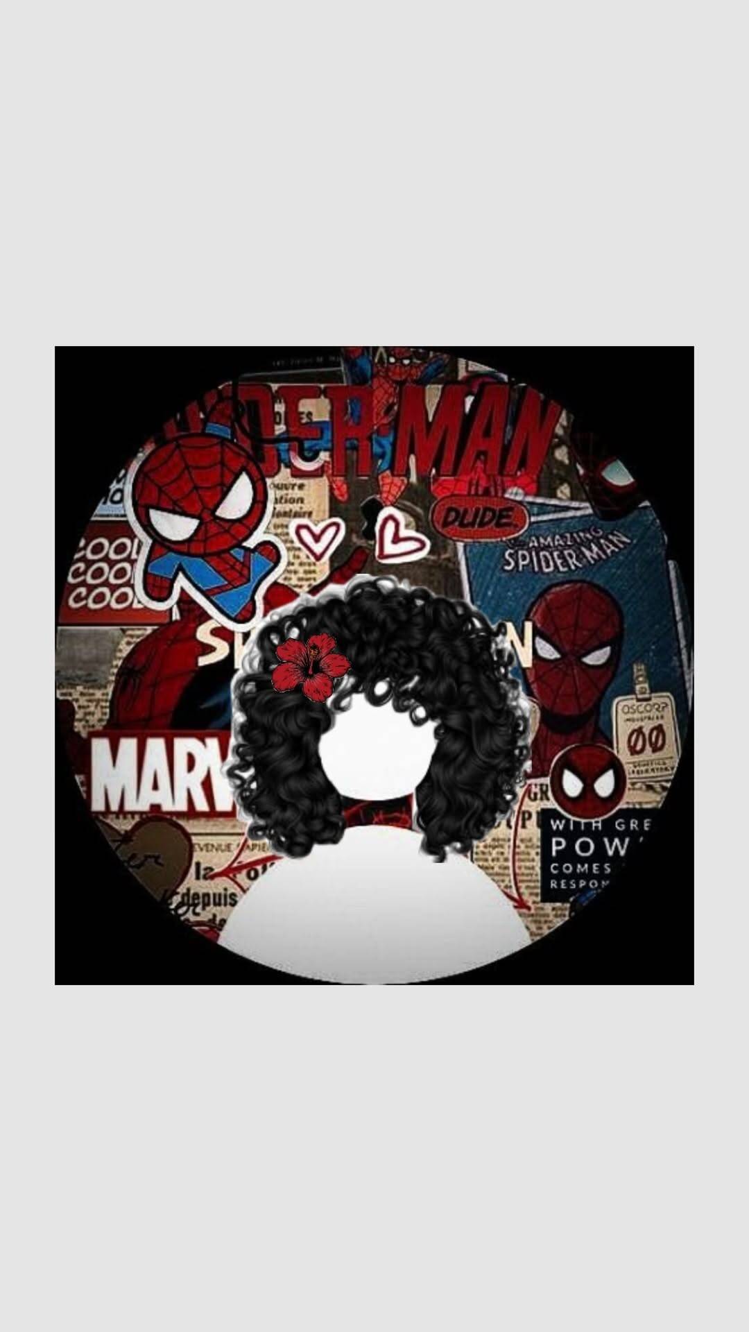 Spiderman pfp Profile Picture with Comic Book Background and Curly Hair