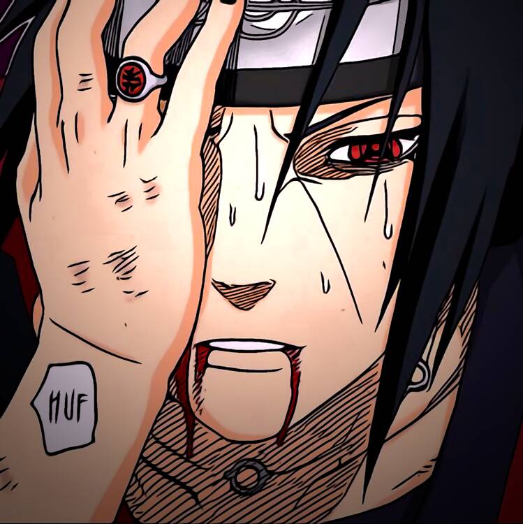 Itachi Uchiha pfp Profile Picture with Blood and Sharingan