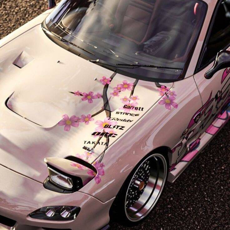 JDM Drift Car pfp Profile Picture with Floral Design
