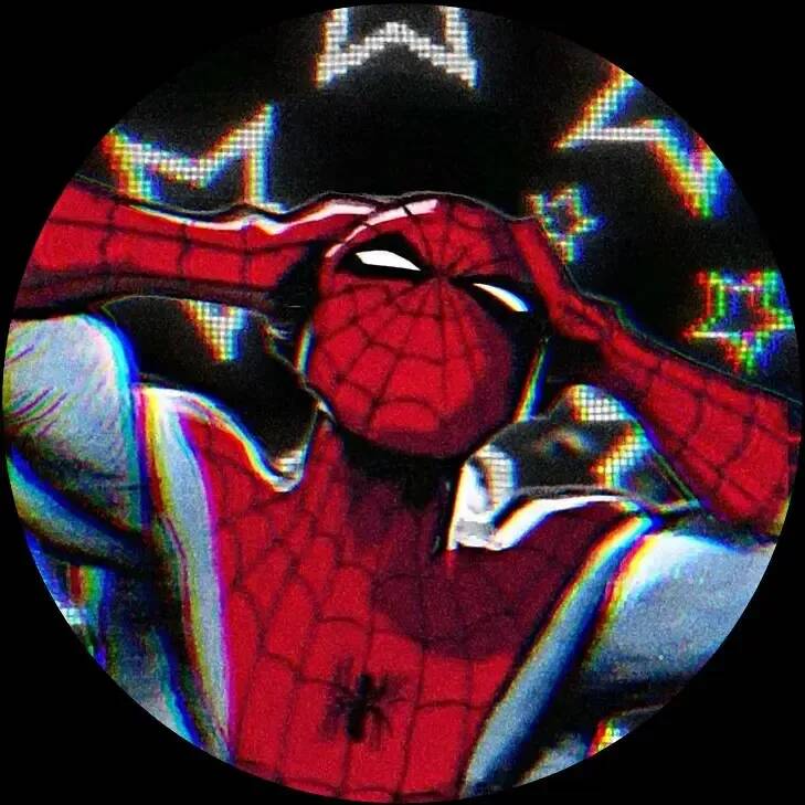 Spiderman pfp Profile Picture with Glitch Effect and Star Background