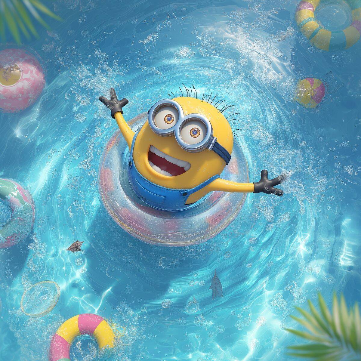 Minion pfp Profile Picture Happy Minion Floating in Pool