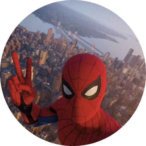 Spiderman pfp Profile Picture Peace Sign in Cityscape
